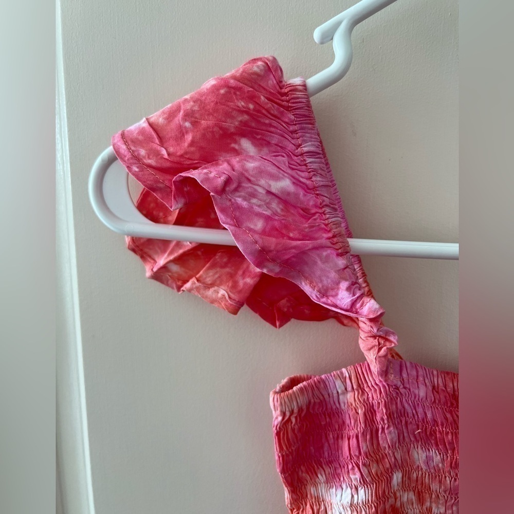Tiare Hawaii Off the Shoulder Hollie One Size Crop Top in Pink Coral Smoke - Picture 13 of 16